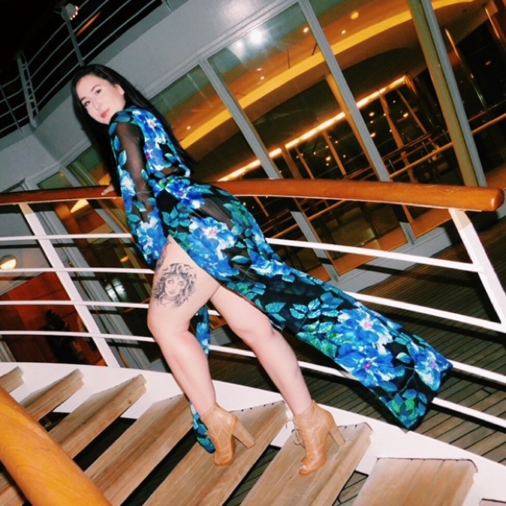 Deep v, double slit maxi dress